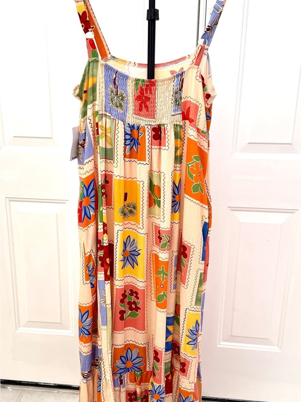 Peach Floral Patchwork Maxi Dress - Picture 7 of 9